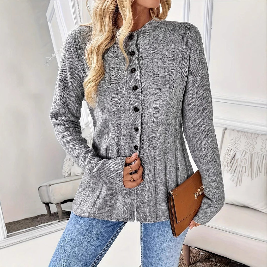 Women's Single-breasted Casual Long-sleeved Knitted Cardigan