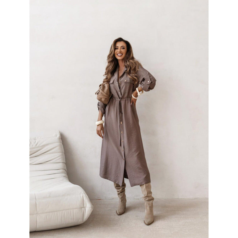 Chic Lapel Collar Casual Shirt Dress