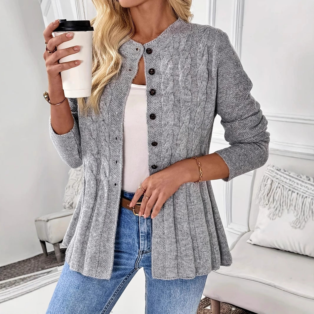 Women's Single-breasted Casual Long-sleeved Knitted Cardigan