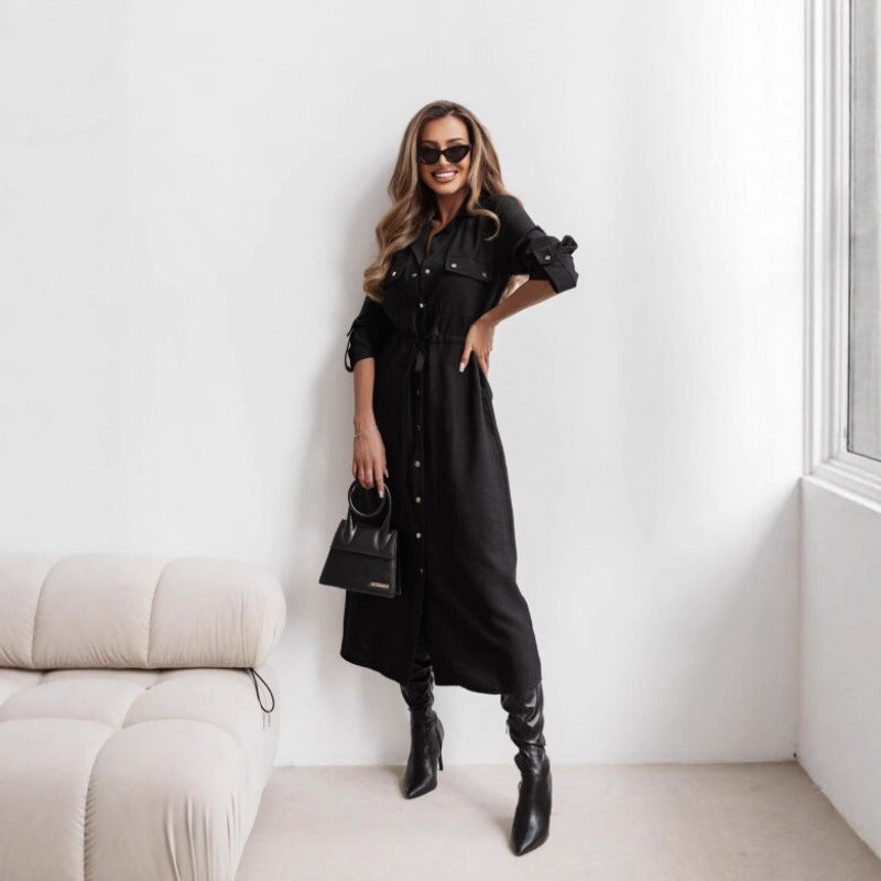 Chic Lapel Collar Casual Shirt Dress