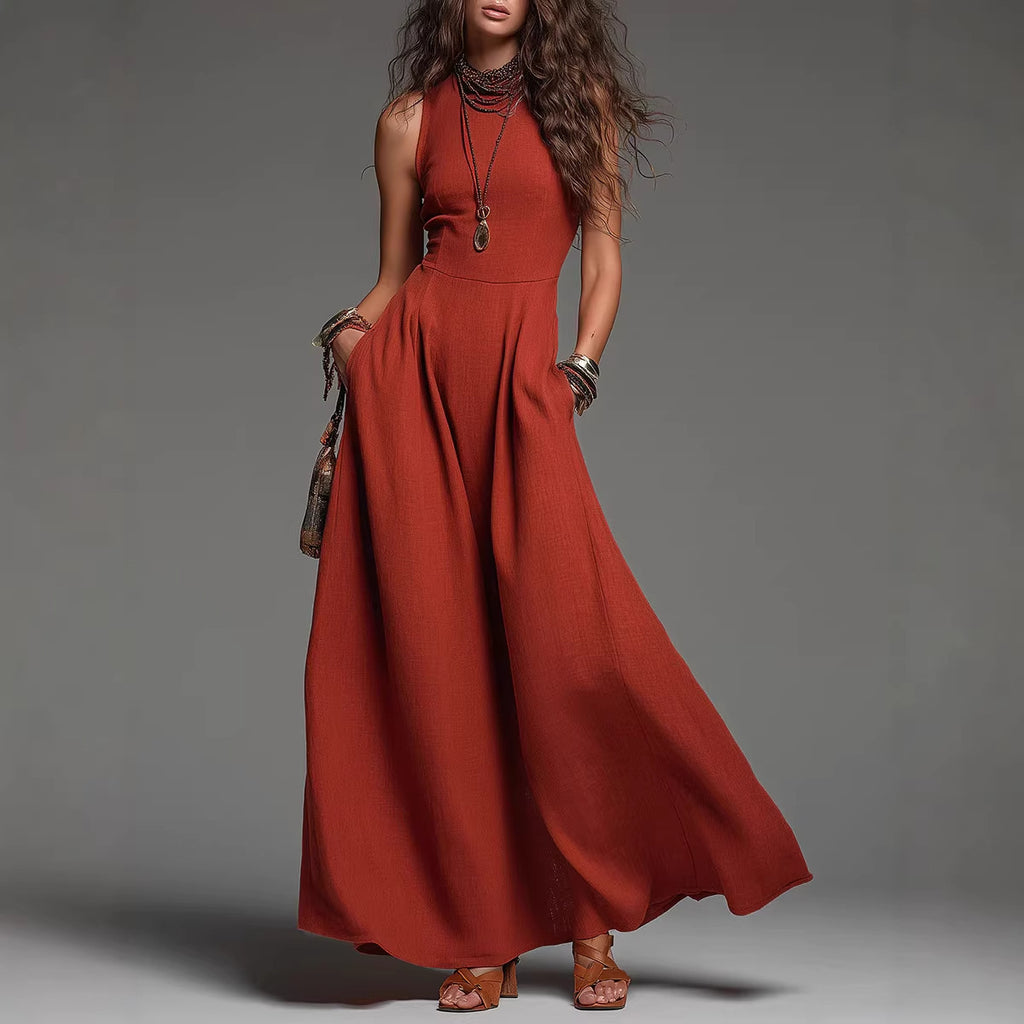 New Sleeveless Casual Dress With Two Pockets