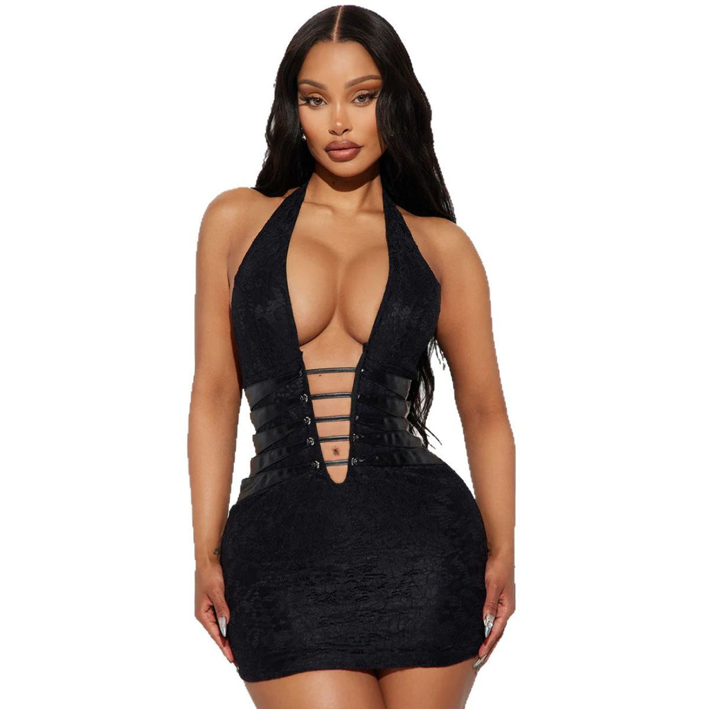 Womens Casual Sexy Openwork Backless Dress