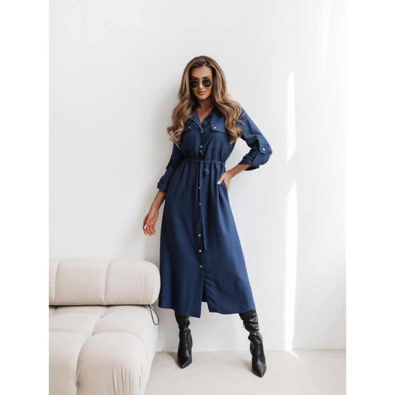 Chic Lapel Collar Casual Shirt Dress