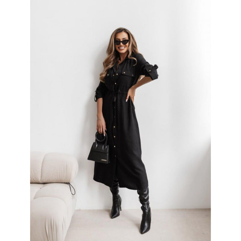 Chic Lapel Collar Casual Shirt Dress