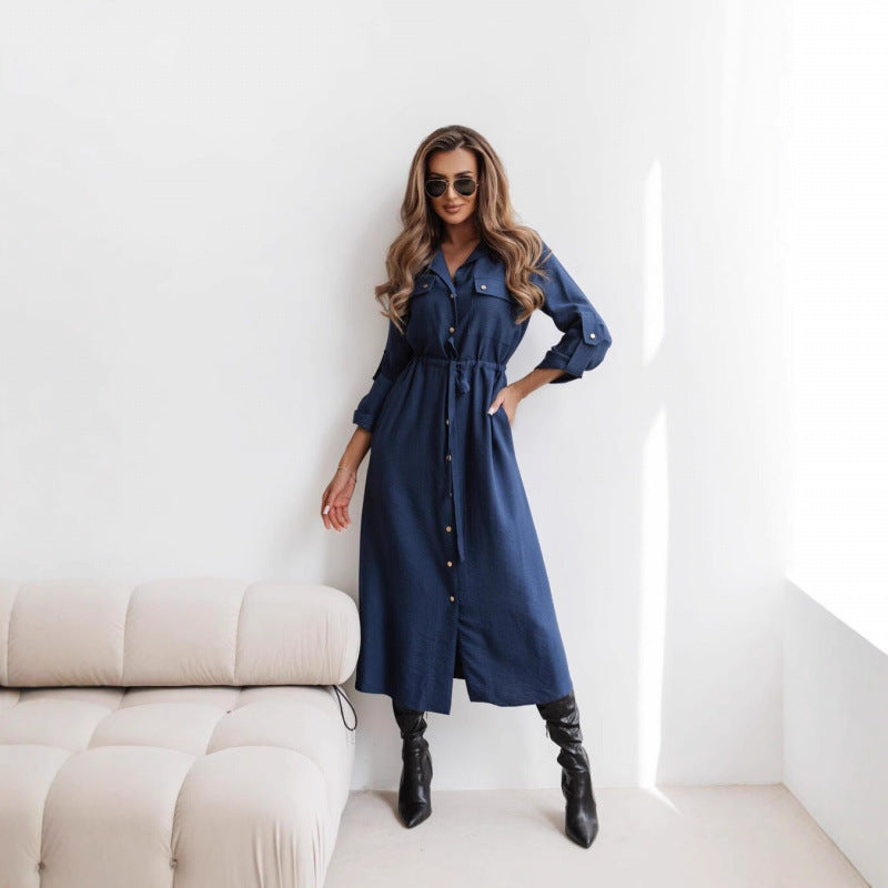 Chic Lapel Collar Casual Shirt Dress
