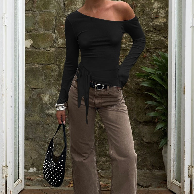 Womens Stylish Minimalist Slim-fit Long-sleeve T-shirt