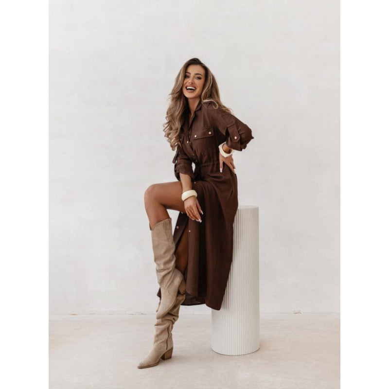 Chic Lapel Collar Casual Shirt Dress