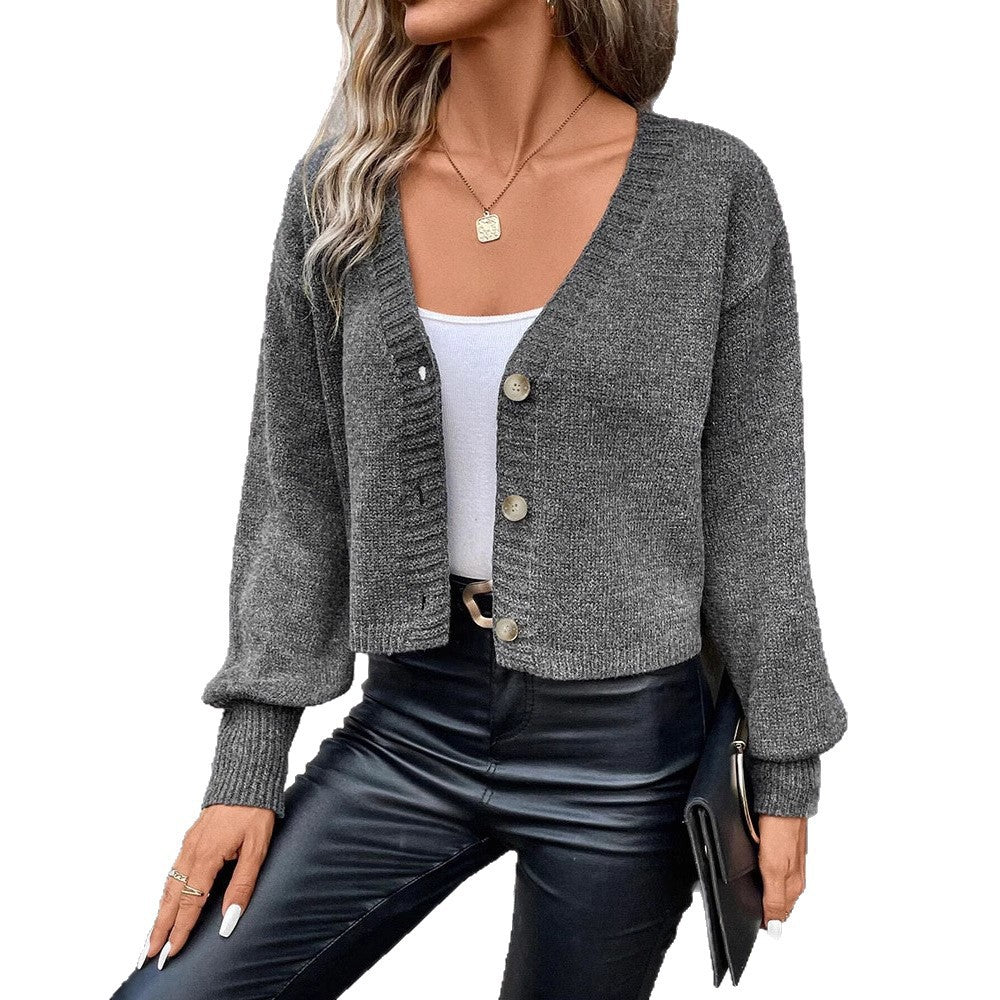 Fashionable Loose-fitting Long-sleeve Cardigan Sweater